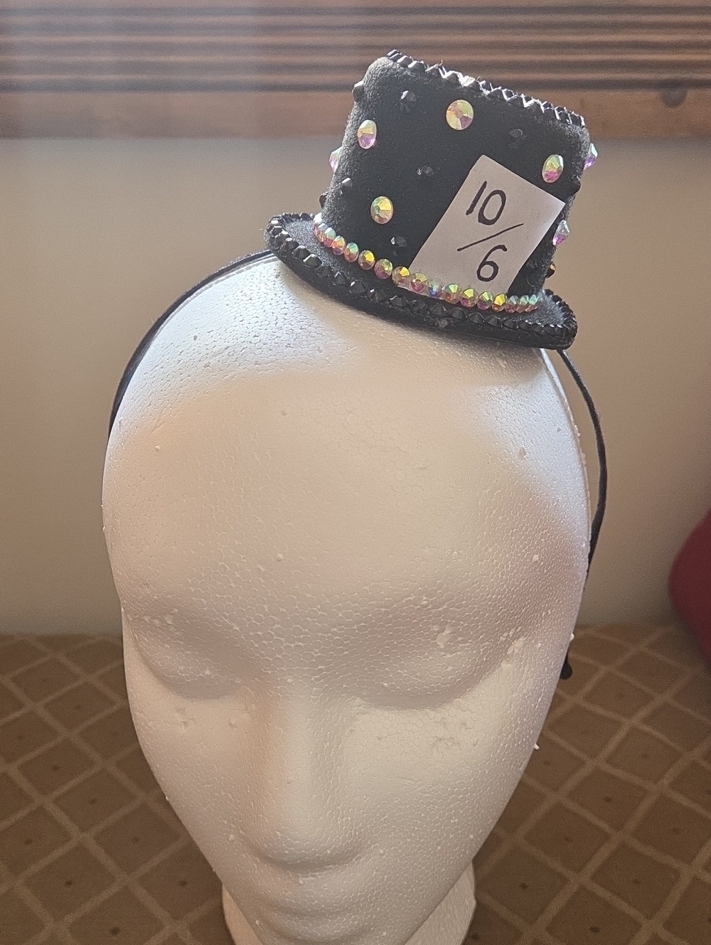 Custom Mad Hatter Black Mini Top Hat Headband - Costume / Burlesque / Wonderland
